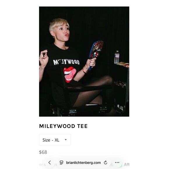 BRIAN LICHTENBERG XL Mileywood Uni Tee 2014 Bangerz Tour Miley Cyrus Fan Merch - Picture 2 of 8